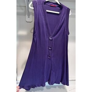 Barbara Lesser Women's Longline Button Up Tank Cardigan Adjustable Size Medium‎